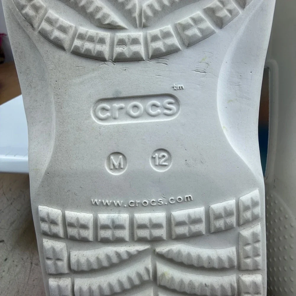 Crocs Classic Tie Dye Slide Sandals Men's‎ Size M 12 White Multi Color Comfort